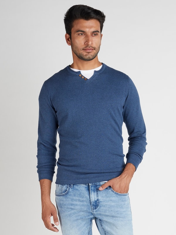 Blue Henley Sweater